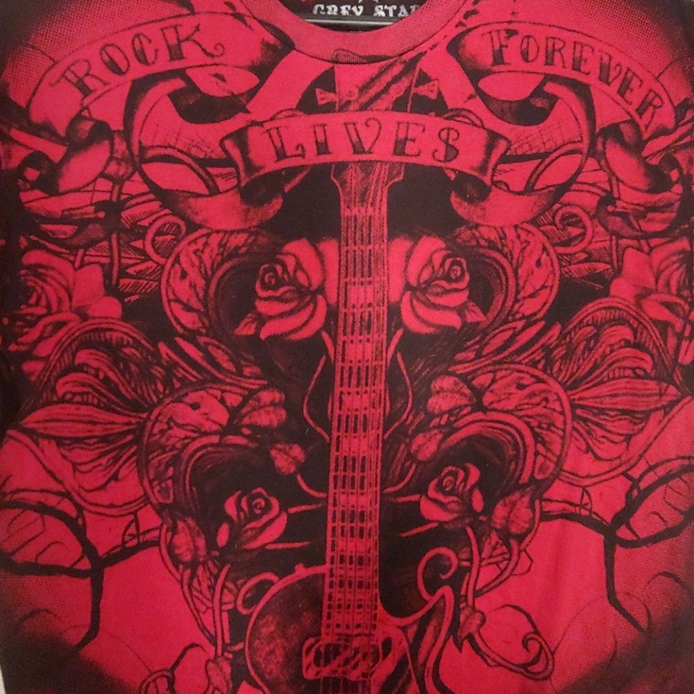 Rock Lives Forever L mens graphic tee Grey Star